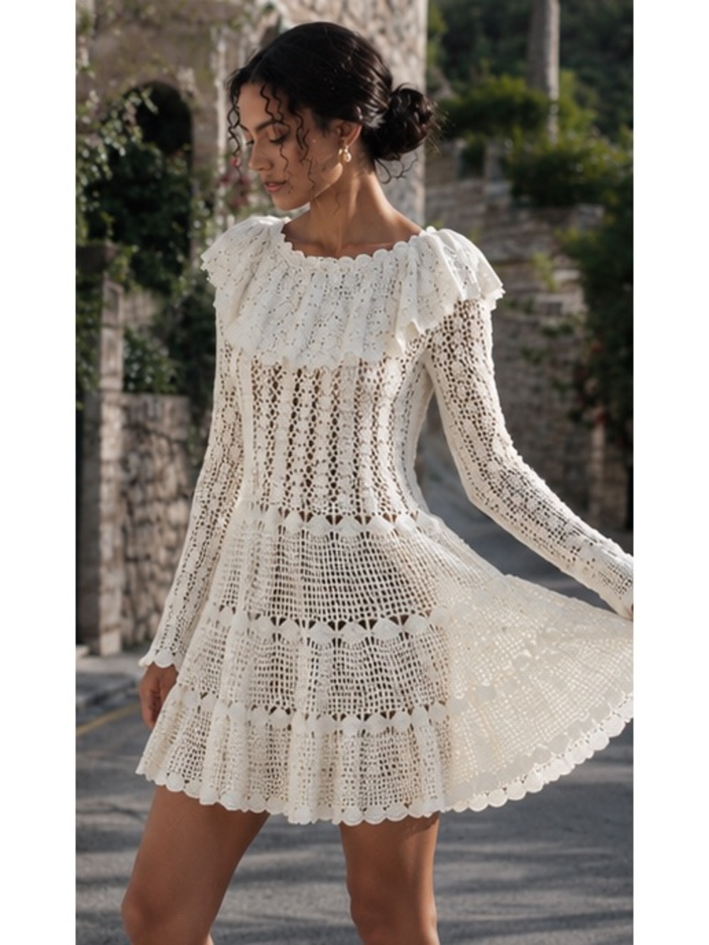 NWT DÔEN Capucine Crochet Mini Dress in Salt size XS